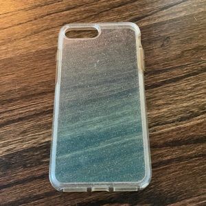 Iphone 8 plus clear/glittery blue otterbox case